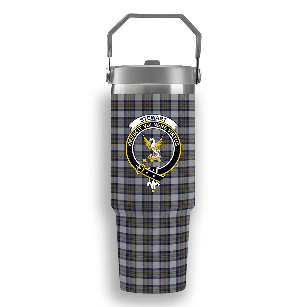 ScotsTee Shop Scottish Stewart Dress Blue Crest Tartan Flip Straw Tumbler 20oz 30oz