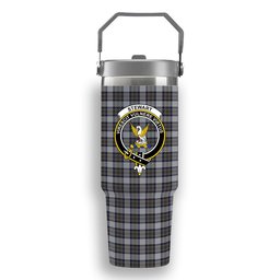 ScotsTee Shop Scottish Stewart Dress Blue Crest Tartan Flip Straw Tumbler 20oz 30oz