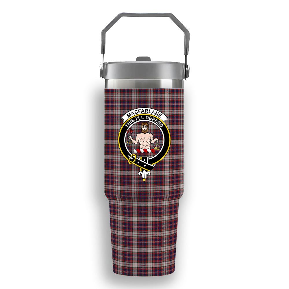 ScotsTee Shop Scottish MacFarlane Dress Crest Tartan Flip Straw Tumbler 20oz 30oz