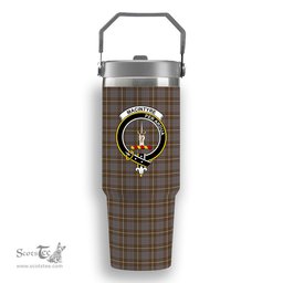 ScotsTee Shop Scottish MacIntyre Hunting Weathered Crest Tartan Flip Straw Tumbler 20oz 30oz