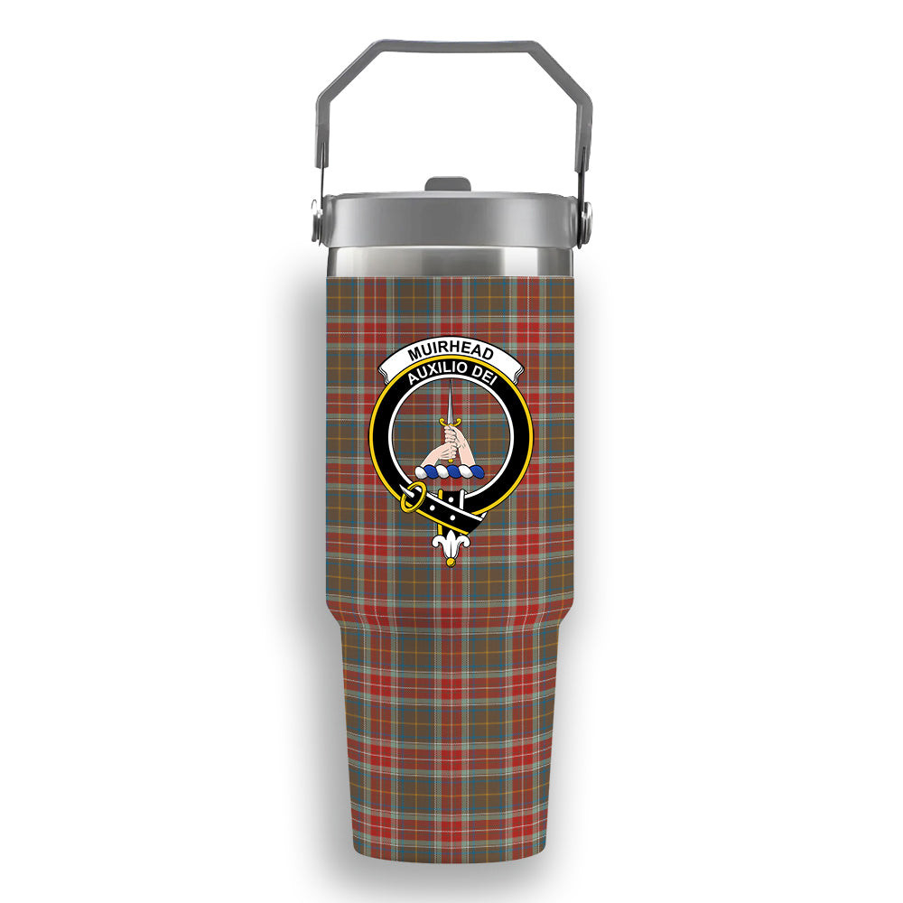 ScotsTee Shop Scottish Muirhead Hunting Ancient Crest Tartan Flip Straw Tumbler 20oz 30oz
