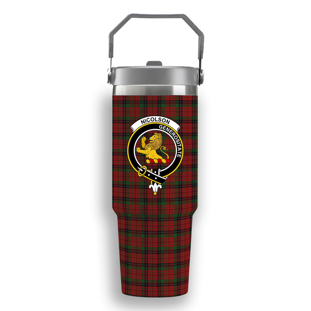 ScotsTee Shop Scottish Nicolson Lochcarron Crest Tartan Flip Straw Tumbler 20oz 30oz