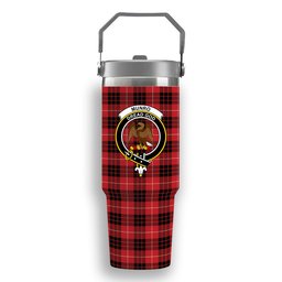 ScotsTee Shop Scottish Munro Black and Red Modern Crest Tartan Flip Straw Tumbler 20oz 30oz