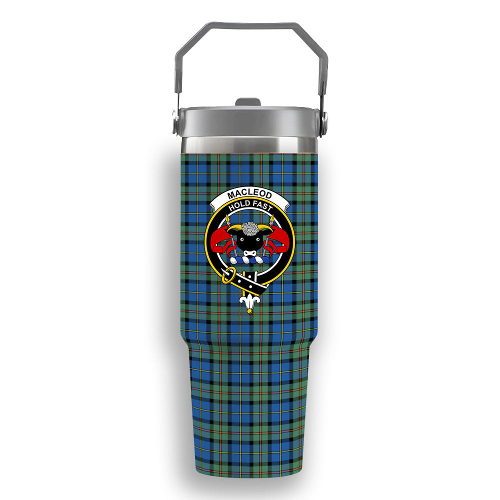 ScotsTee Shop Scottish MacLeod of Harris Ancient Crest Tartan Flip Straw Tumbler 20oz 30oz