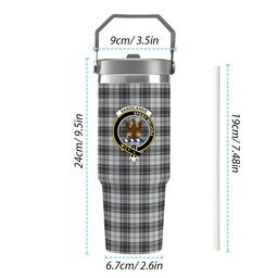 ScotsTee Shop Scottish Sandilands Grey Crest Tartan Flip Straw Tumbler 20oz 30oz