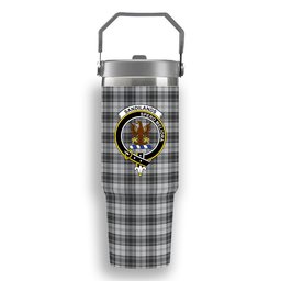 ScotsTee Shop Scottish Sandilands Grey Crest Tartan Flip Straw Tumbler 20oz 30oz