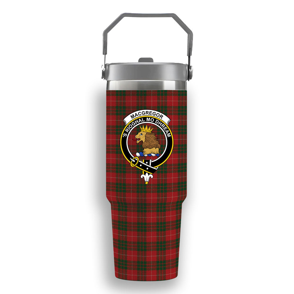 ScotsTee Shop Scottish MacGregor of Balquhidder Crest Tartan Flip Straw Tumbler 20oz 30oz