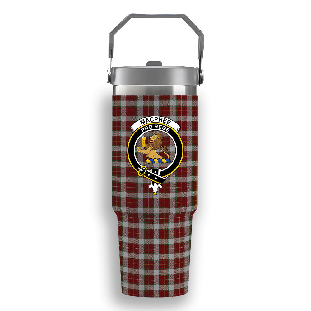ScotsTee Shop Scottish MacPhee Dress Crest Tartan Flip Straw Tumbler 20oz 30oz