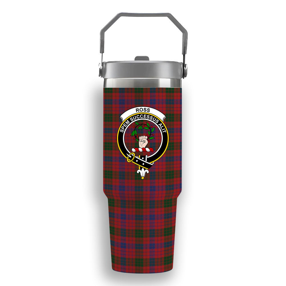 ScotsTee Shop Scottish Ross 4 Crest Tartan Flip Straw Tumbler 20oz 30oz
