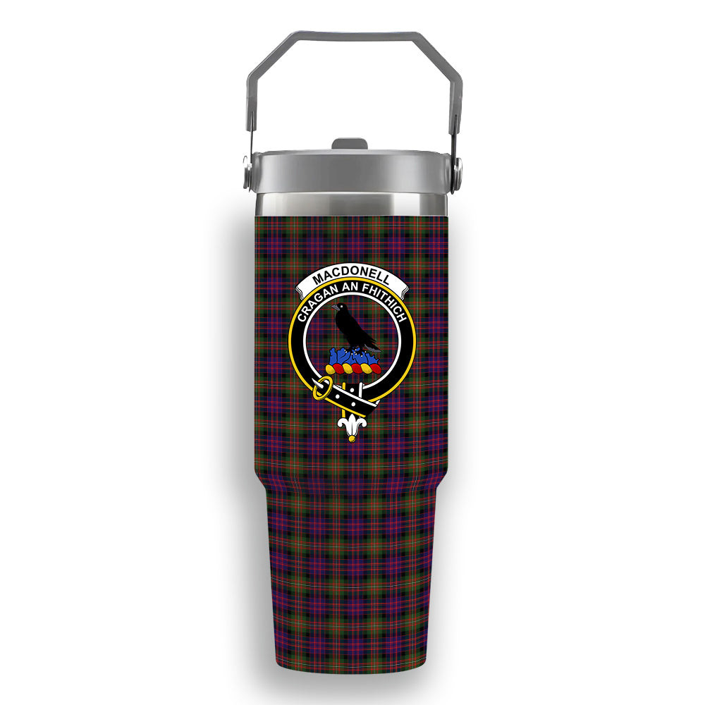 ScotsTee Shop Scottish MacDonell Of Glengarry Modern Crest Tartan Flip Straw Tumbler 20oz 30oz
