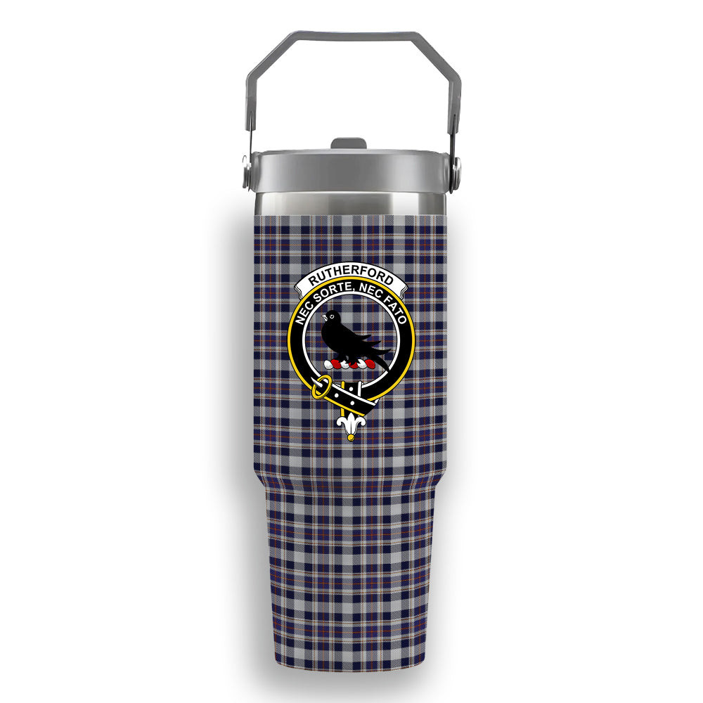 ScotsTee Shop Scottish Rutherford Simon Travis Alan Crest Tartan Flip Straw Tumbler 20oz 30oz