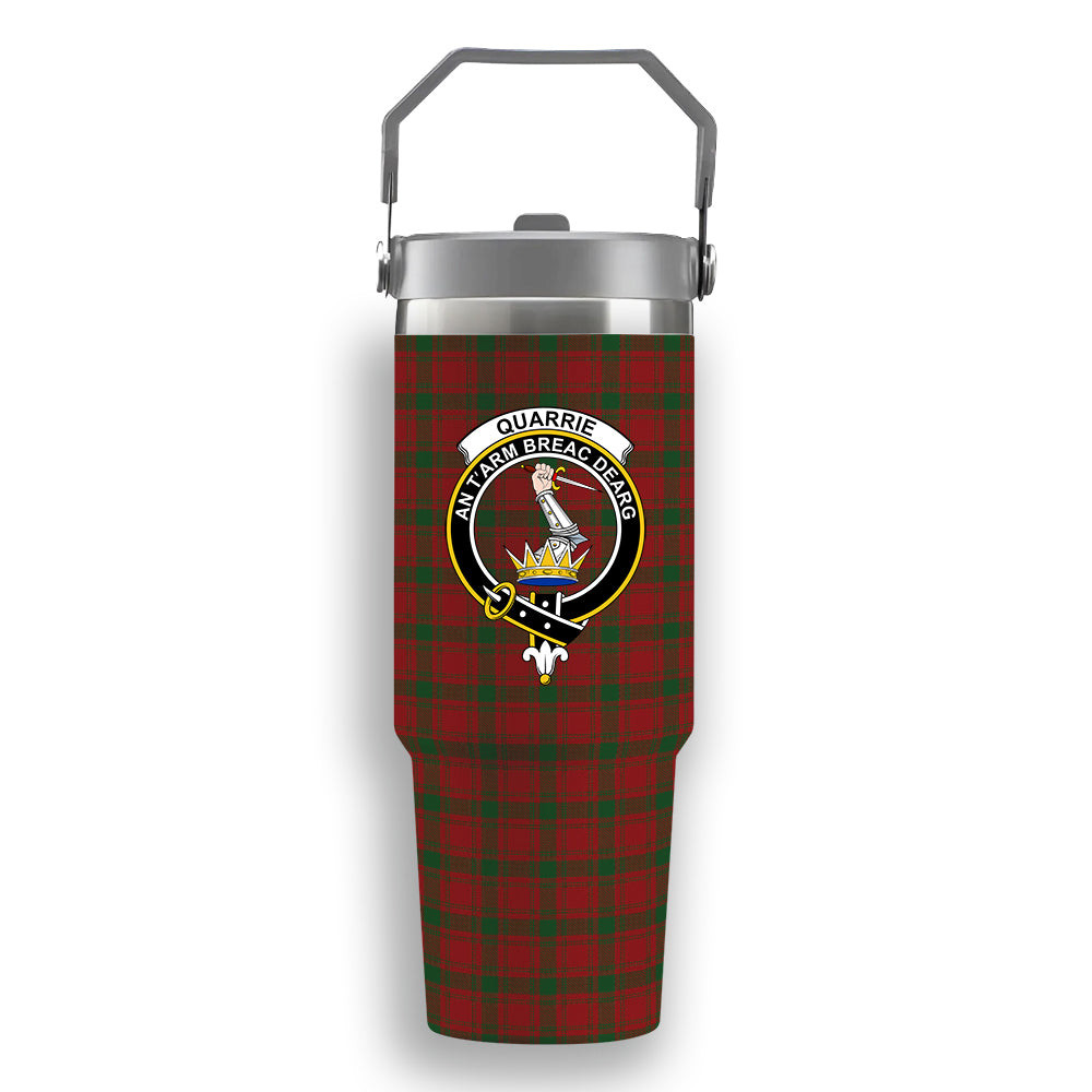 ScotsTee Shop Scottish Quarrie Crest Tartan Flip Straw Tumbler 20oz 30oz