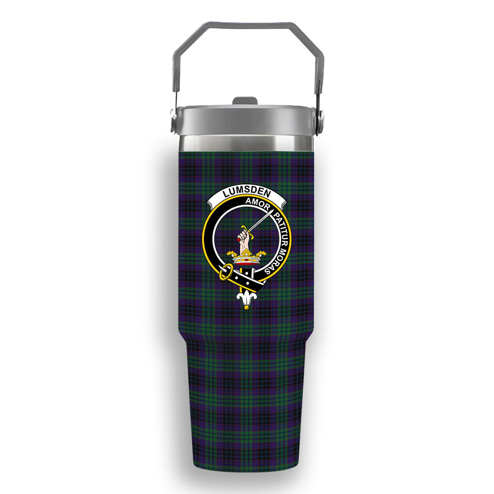 ScotsTee Shop Scottish Lumsden Green Crest Tartan Flip Straw Tumbler 20oz 30oz