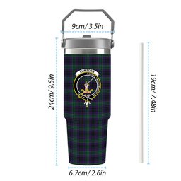 ScotsTee Shop Scottish Lumsden Green Crest Tartan Flip Straw Tumbler 20oz 30oz