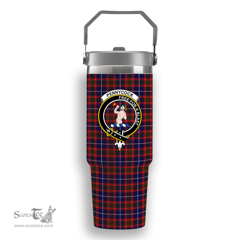 ScotsTee Shop Scottish Pennycook Modern Crest Tartan Flip Straw Tumbler 20oz 30oz