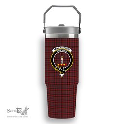 ScotsTee Shop Scottish MacAlister 1831 Crest Tartan Flip Straw Tumbler 20oz 30oz