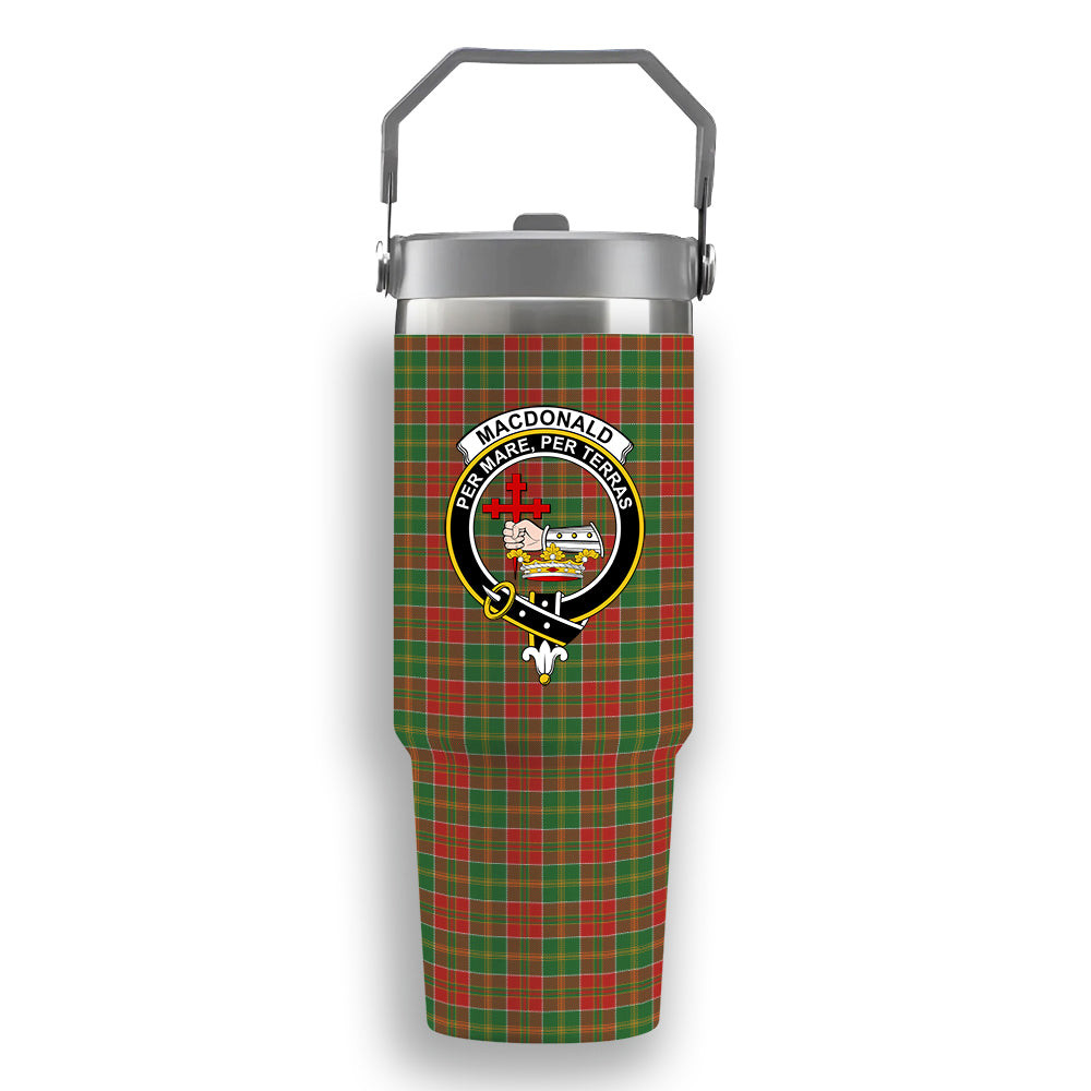 ScotsTee Shop Scottish MacDonald of Kingsburgh Ancient Crest Tartan Flip Straw Tumbler 20oz 30oz
