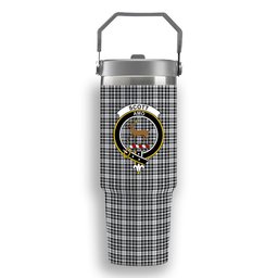 ScotsTee Shop Scottish Scott Black White Crest Tartan Flip Straw Tumbler 20oz 30oz