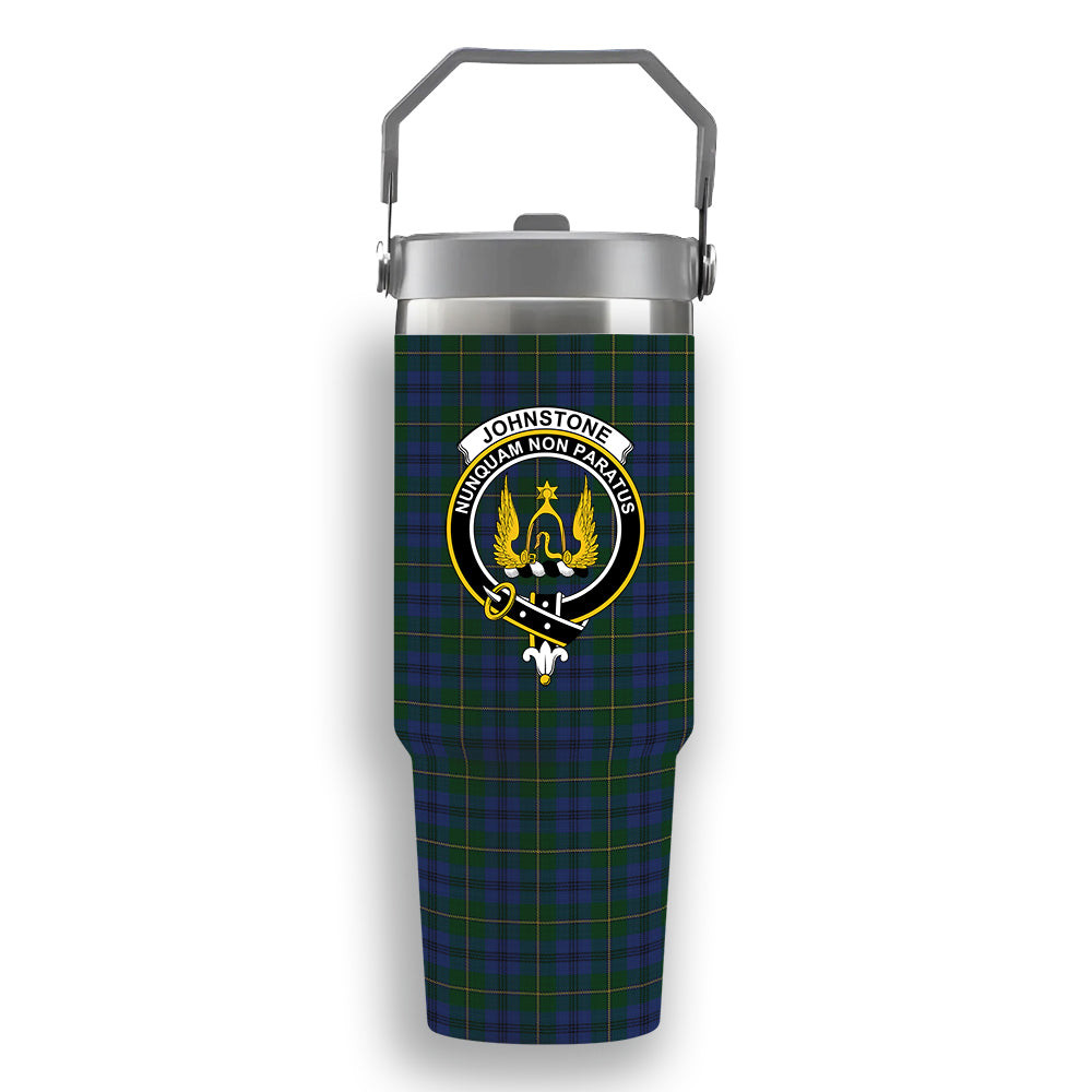 ScotsTee Shop Scottish Johnstone 1 Crest Tartan Flip Straw Tumbler 20oz 30oz