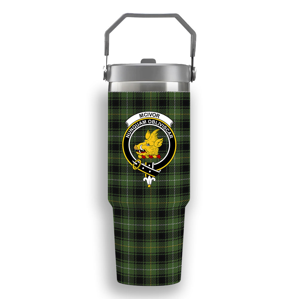 ScotsTee Shop Scottish McIvor Hunting Crest Tartan Flip Straw Tumbler 20oz 30oz
