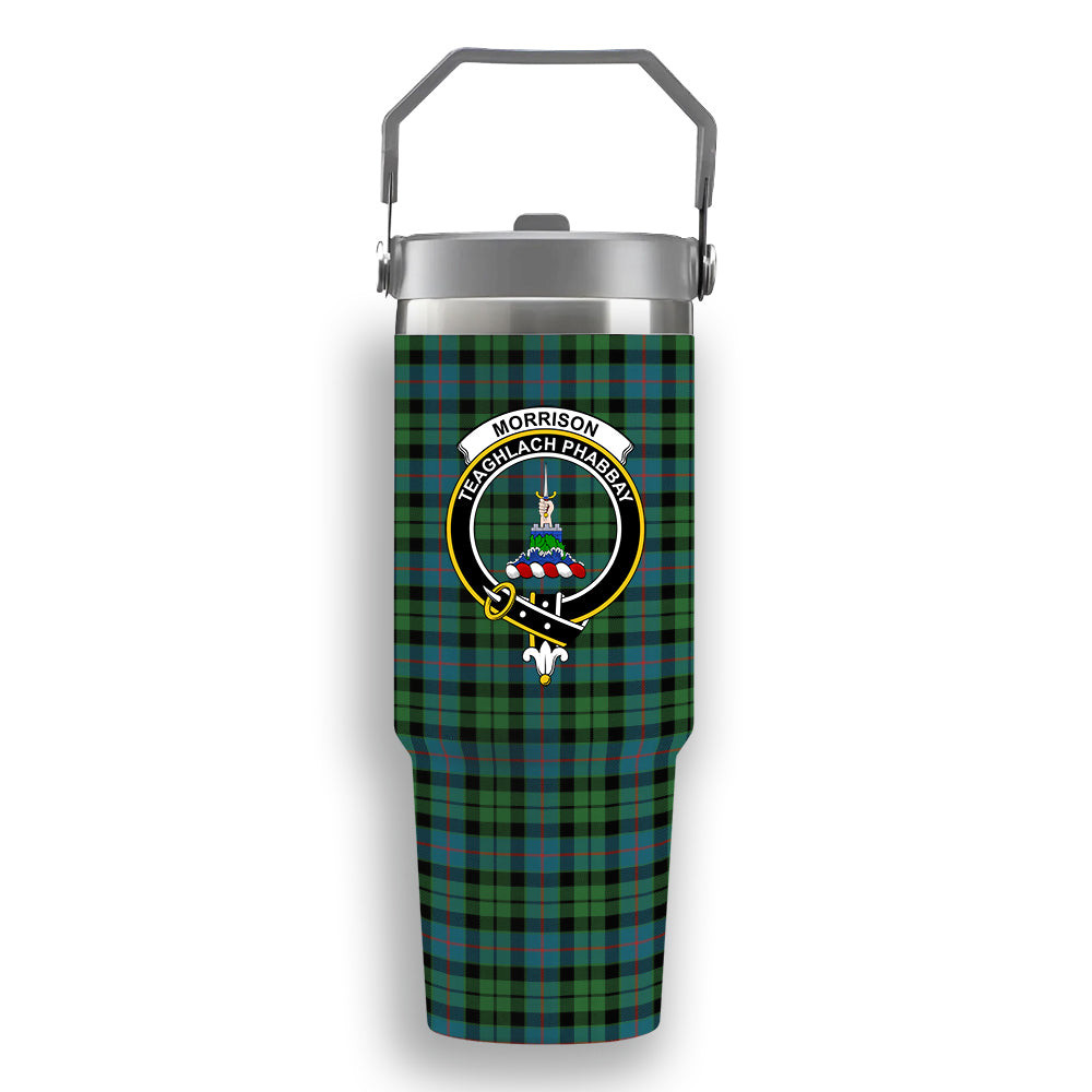 ScotsTee Shop Scottish Morrison Hunting Ancient Crest Tartan Flip Straw Tumbler 20oz 30oz