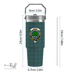 ScotsTee Shop Scottish Irvine of Drum Crest Tartan Flip Straw Tumbler 20oz 30oz