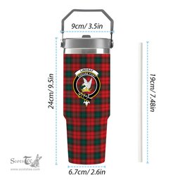 ScotsTee Shop Scottish Lindsay Black lines Modern Crest Tartan Flip Straw Tumbler 20oz 30oz