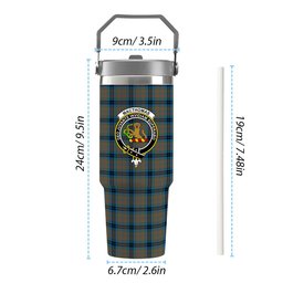 ScotsTee Shop Scottish MacThomas Hunting Ancient Crest Tartan Flip Straw Tumbler 20oz 30oz