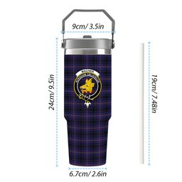 ScotsTee Shop Scottish MacIver of Strome Crest Tartan Flip Straw Tumbler 20oz 30oz