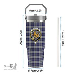 ScotsTee Shop Scottish MacPherson Dress Blue Crest Tartan Flip Straw Tumbler 20oz 30oz