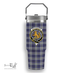 ScotsTee Shop Scottish MacPherson Dress Blue Crest Tartan Flip Straw Tumbler 20oz 30oz