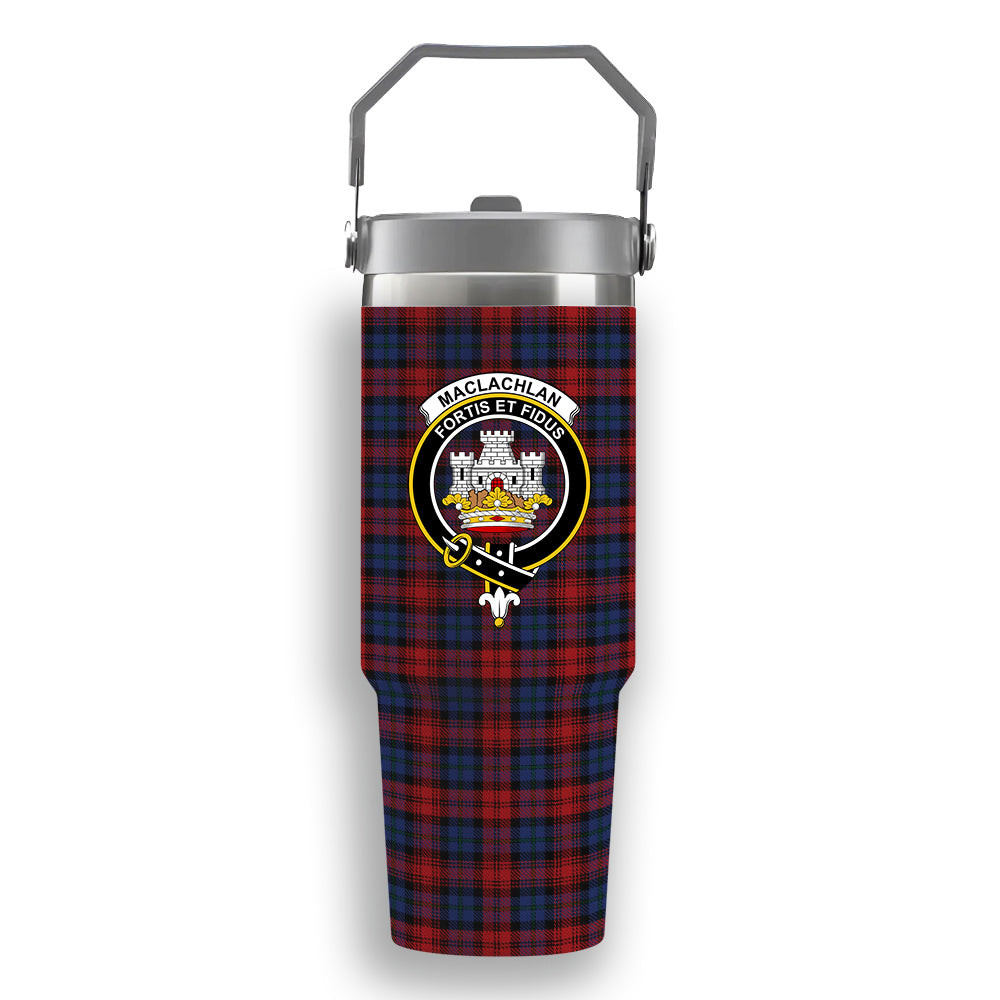 ScotsTee Shop Scottish MacLachlan 2 Crest Tartan Flip Straw Tumbler 20oz 30oz