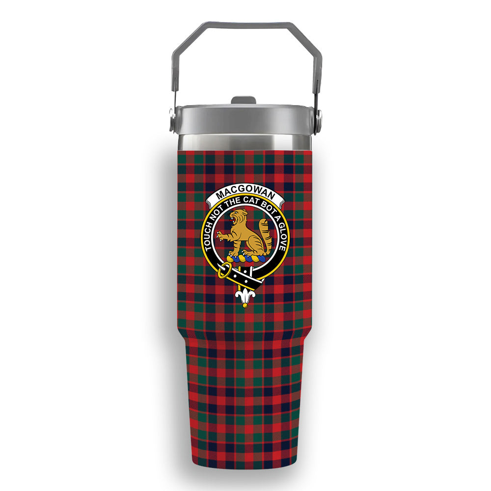 ScotsTee Shop Scottish MacGowan Modern Crest Tartan Flip Straw Tumbler 20oz 30oz