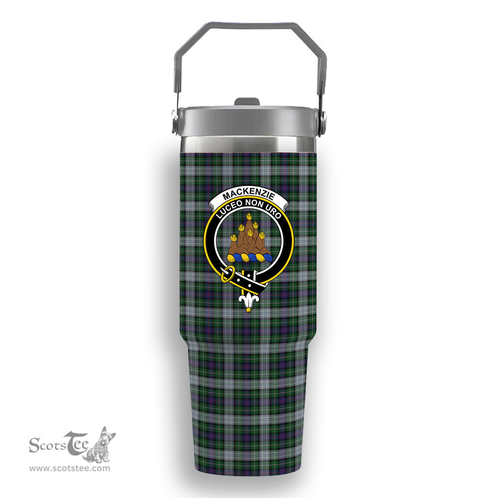 ScotsTee Shop Scottish MacKenzie Dress Crest Tartan Flip Straw Tumbler 20oz 30oz