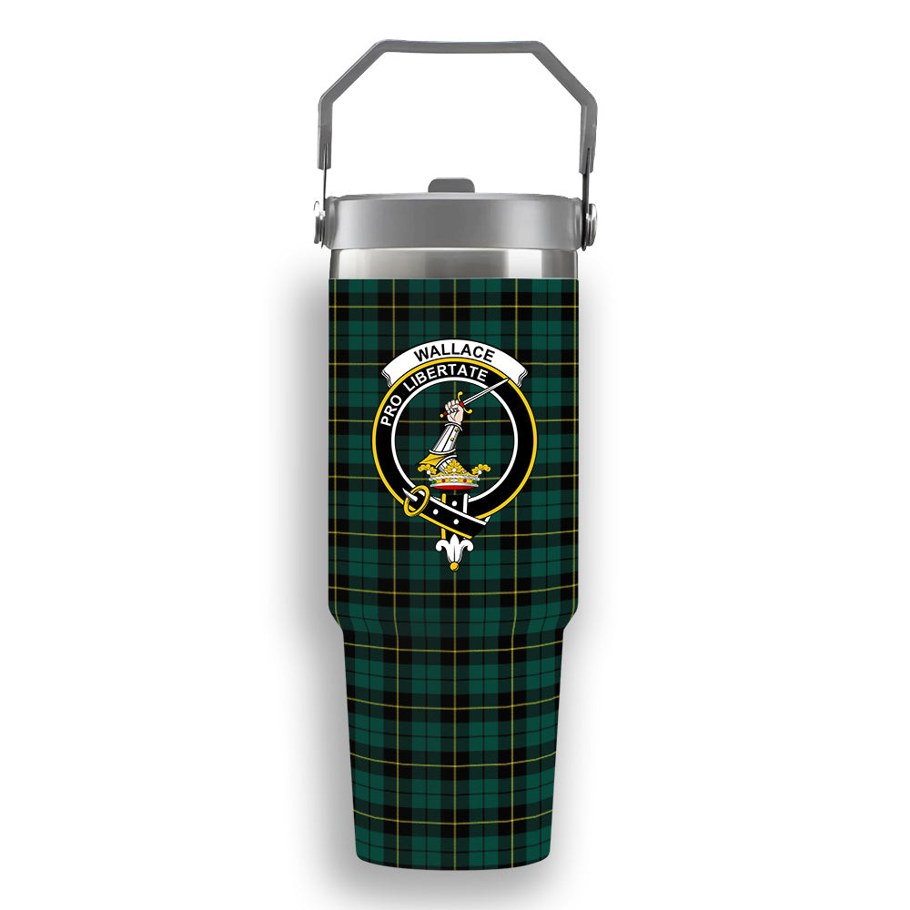 ScotsTee Shop Scottish Wallace Hunting Modern Crest Tartan Flip Straw Tumbler 20oz 30oz