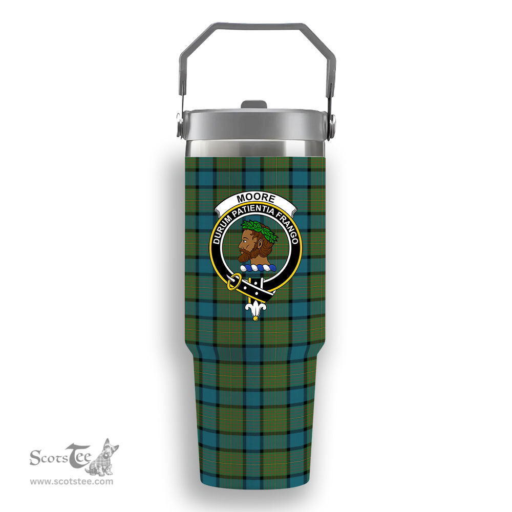 ScotsTee Shop Scottish Moore Ancient Crest Tartan Flip Straw Tumbler 20oz 30oz