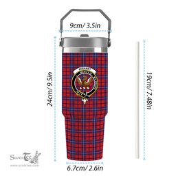 ScotsTee Shop Scottish Wishart Crest Tartan Flip Straw Tumbler 20oz 30oz