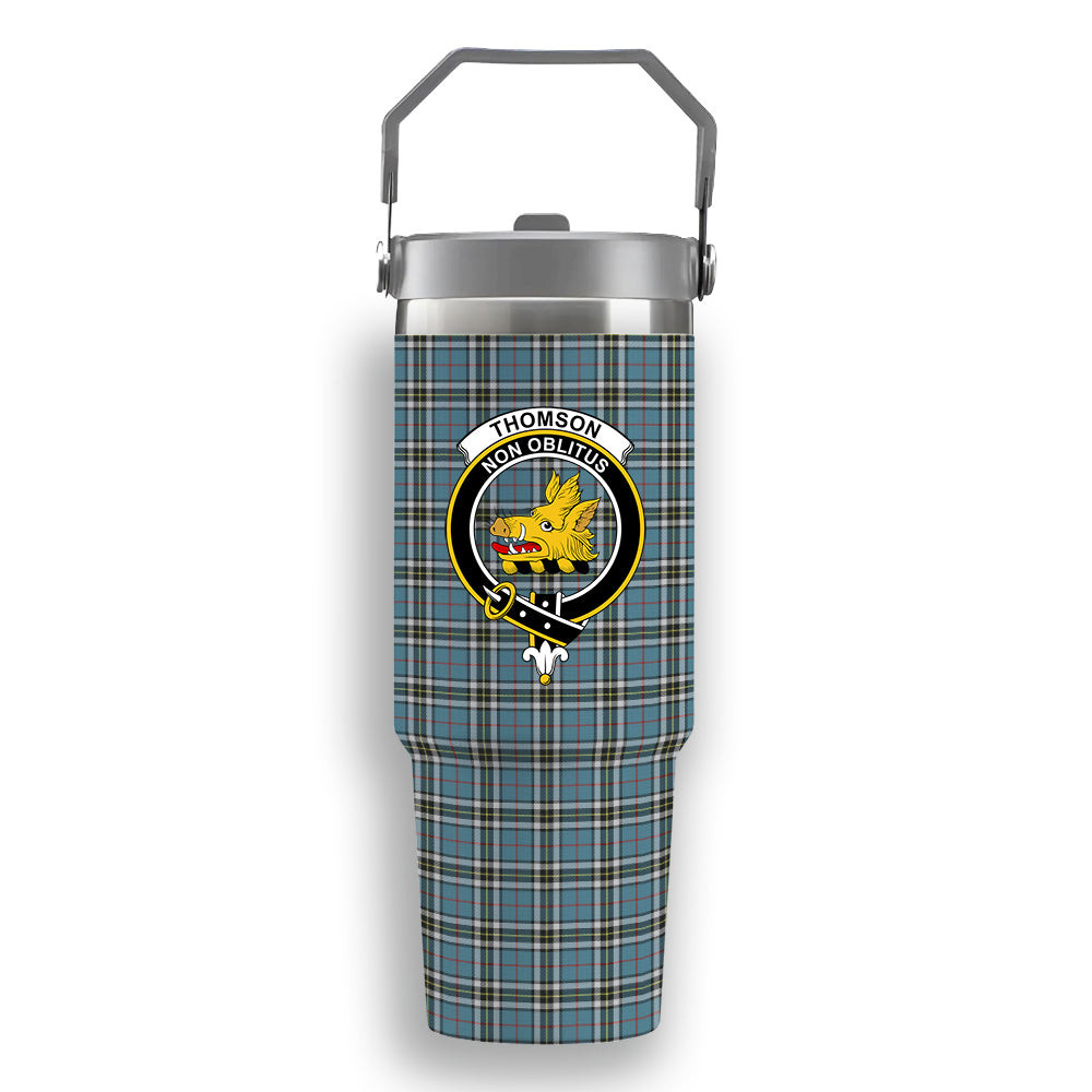 ScotsTee Shop Scottish Thomson Dress TS1383 Crest Tartan Flip Straw Tumbler 20oz 30oz
