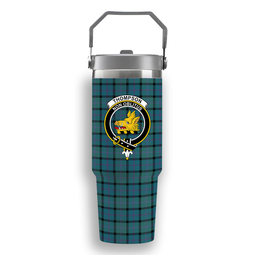 ScotsTee Shop Scottish Thompson Ancient Crest Tartan Flip Straw Tumbler 20oz 30oz