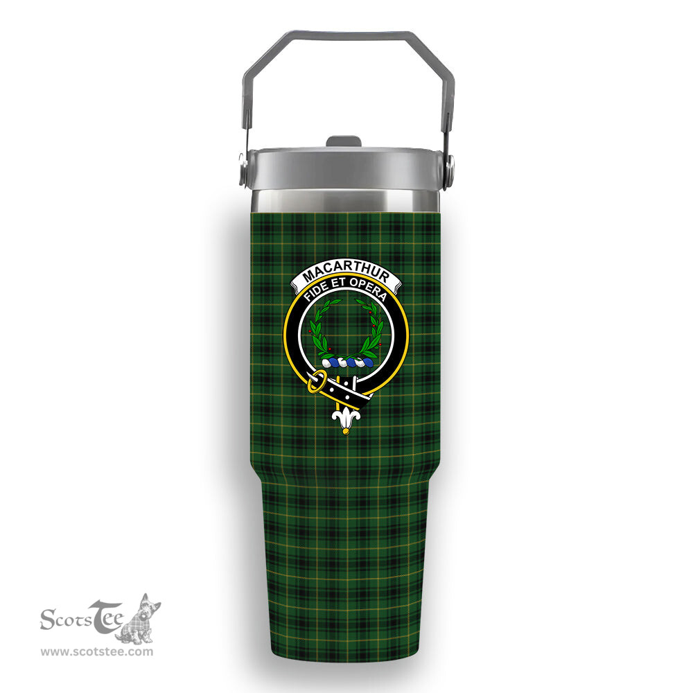 ScotsTee Shop Scottish MacArthur Crest Tartan Flip Straw Tumbler 20oz 30oz