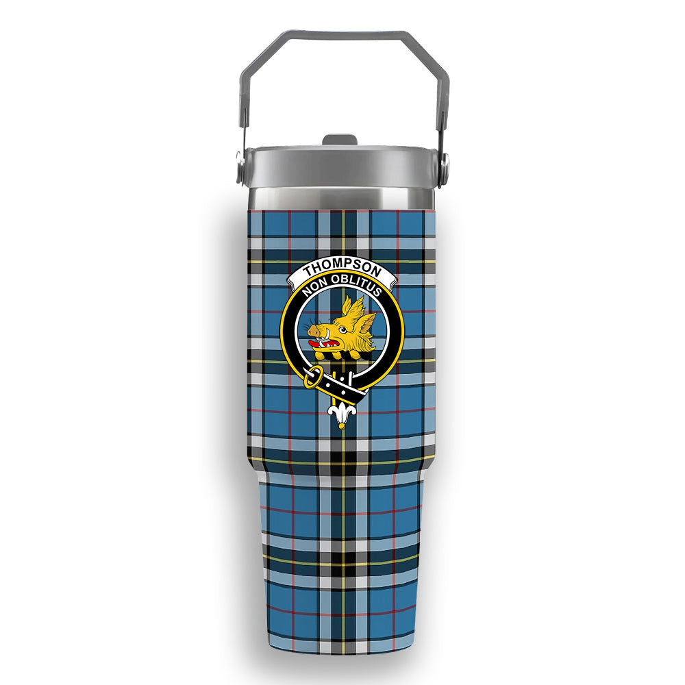 ScotsTee Shop Scottish Thompson Society Crest Tartan Flip Straw Tumbler 20oz 30oz