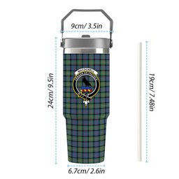 ScotsTee Shop Scottish MacDonell Of Glengarry Ancient Crest Tartan Flip Straw Tumbler 20oz 30oz