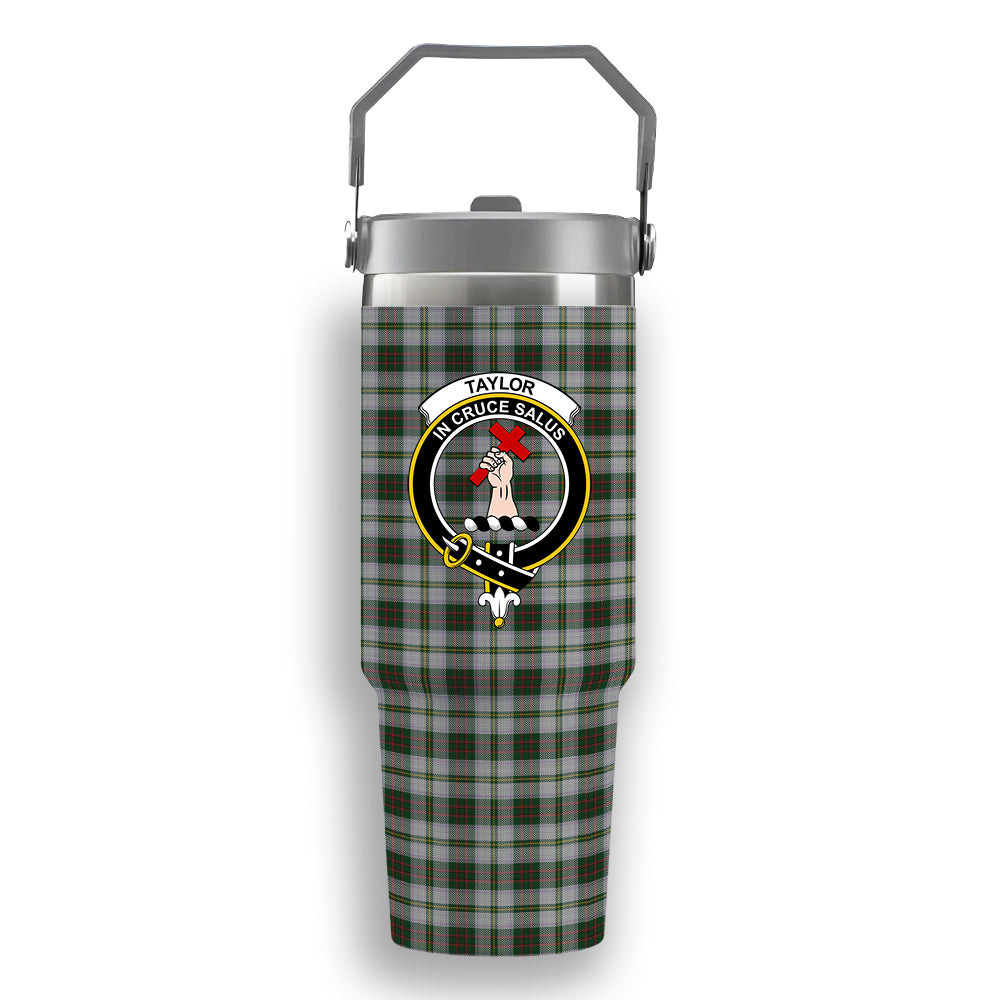 ScotsTee Shop Scottish Taylor Dress 2 Crest Tartan Flip Straw Tumbler 20oz 30oz