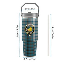 ScotsTee Shop Scottish Thomson Blue Ancient Clan Crest Tartan Flip Straw Tumbler 20oz 30oz