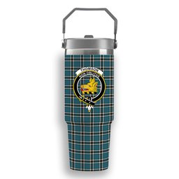 ScotsTee Shop Scottish Thomson Blue Ancient Clan Crest Tartan Flip Straw Tumbler 20oz 30oz