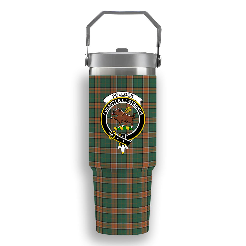 ScotsTee Shop Scottish Pollock Crest Tartan Flip Straw Tumbler 20oz 30oz
