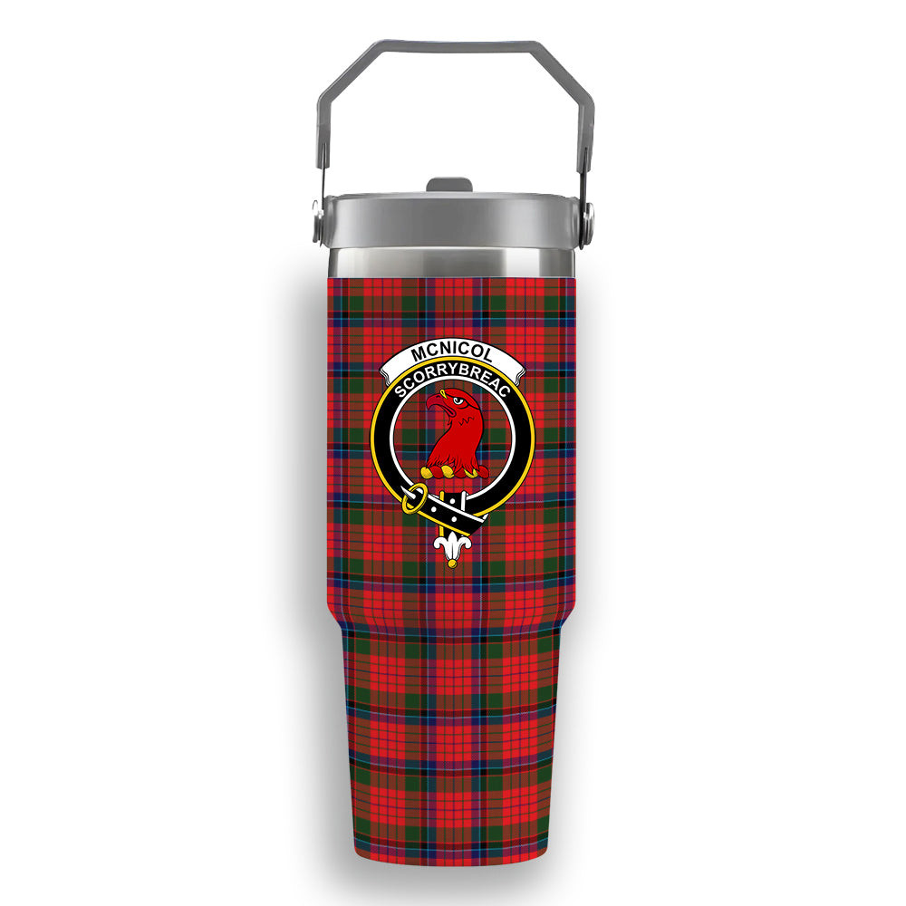 ScotsTee Shop Scottish McNicol of Scorrybreac Crest Tartan Flip Straw Tumbler 20oz 30oz