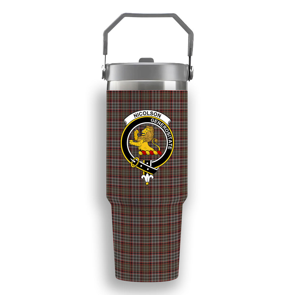 ScotsTee Shop Scottish Nicolson Hunting Weathered Crest Tartan Flip Straw Tumbler 20oz 30oz