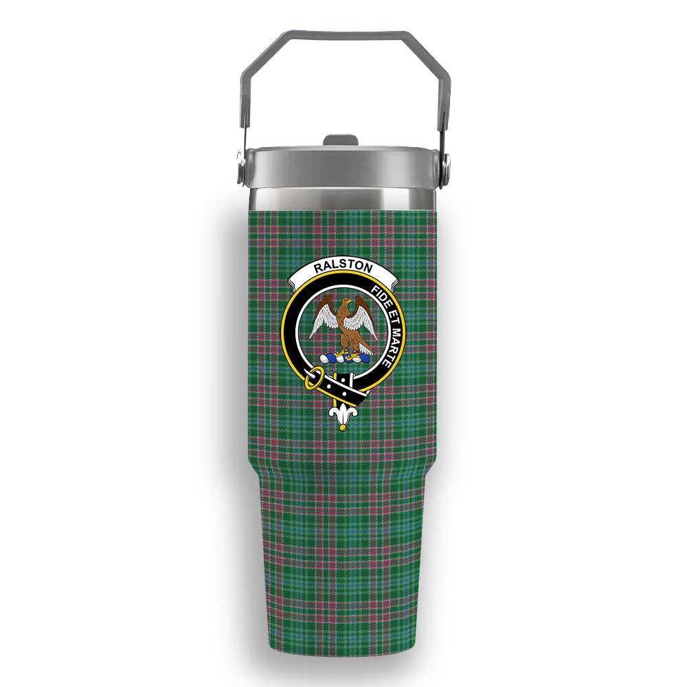 ScotsTee Shop Scottish Ralston USA Ancient Crest Tartan Flip Straw Tumbler 20oz 30oz