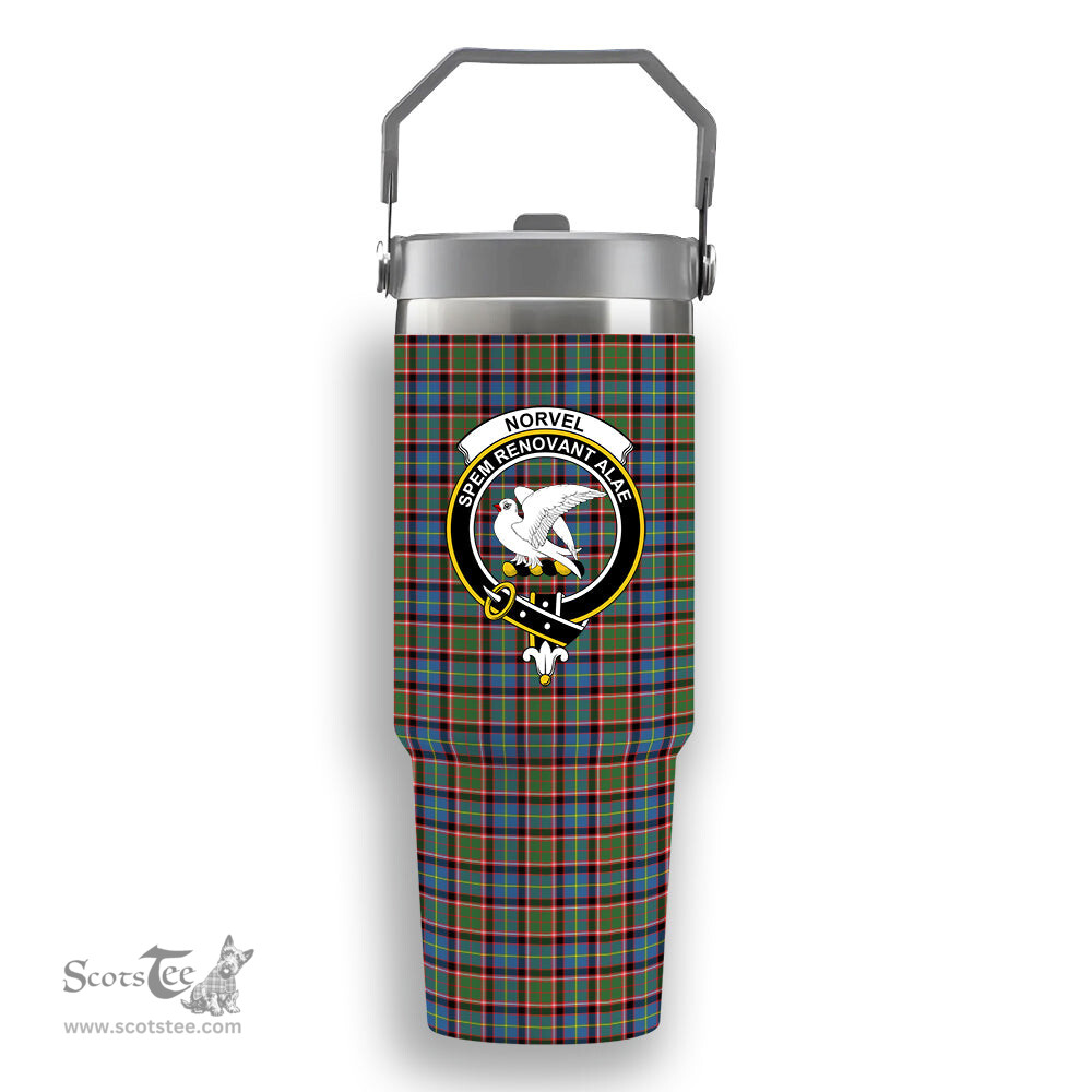 ScotsTee Shop Scottish Norvel Crest Tartan Flip Straw Tumbler 20oz 30oz